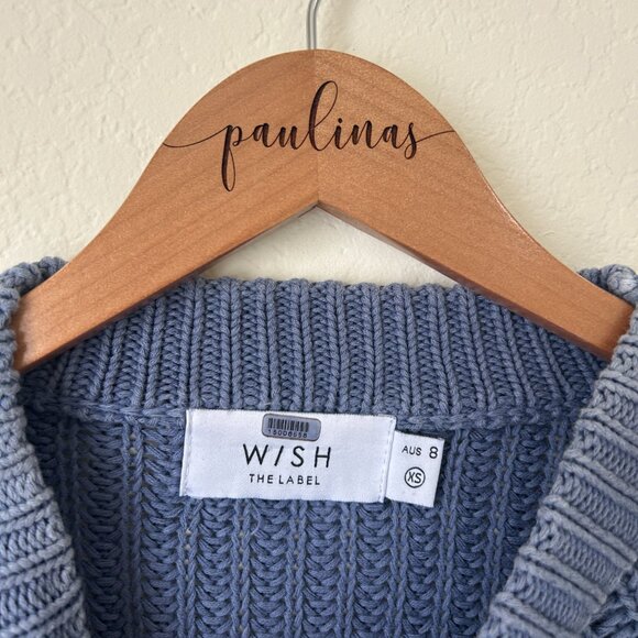 Wish The Label Sweater Womens XS Blue Ruffle Trim Knit Plaza Pullover Top - Picture 9 of 9